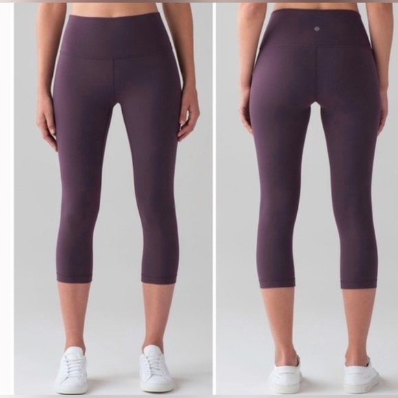 Lululemon Wunder Under Crop Dark purple Leggings Size 8 - Picture 1 of 10